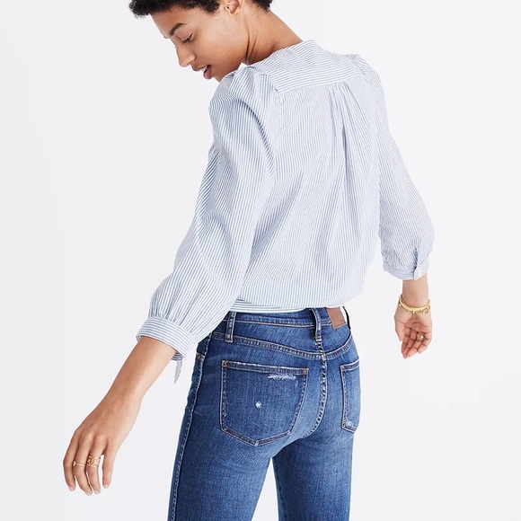 Madewell Wrap Top in Indigo Stripe - Picture 5 of 7